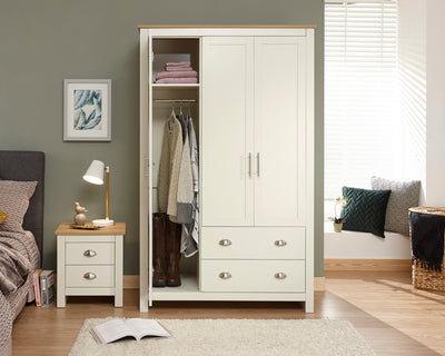 Lancaster 3 Door Cream wardrobe