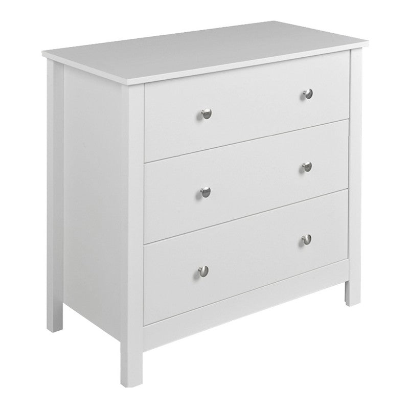 Florence White 3 Drawer Bedroom Chest of Drawers