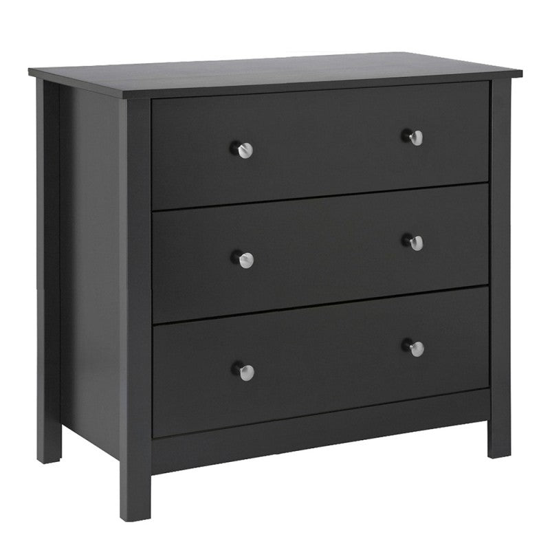 Florence 3 Drawer Black Bedroom Chest of Drawers