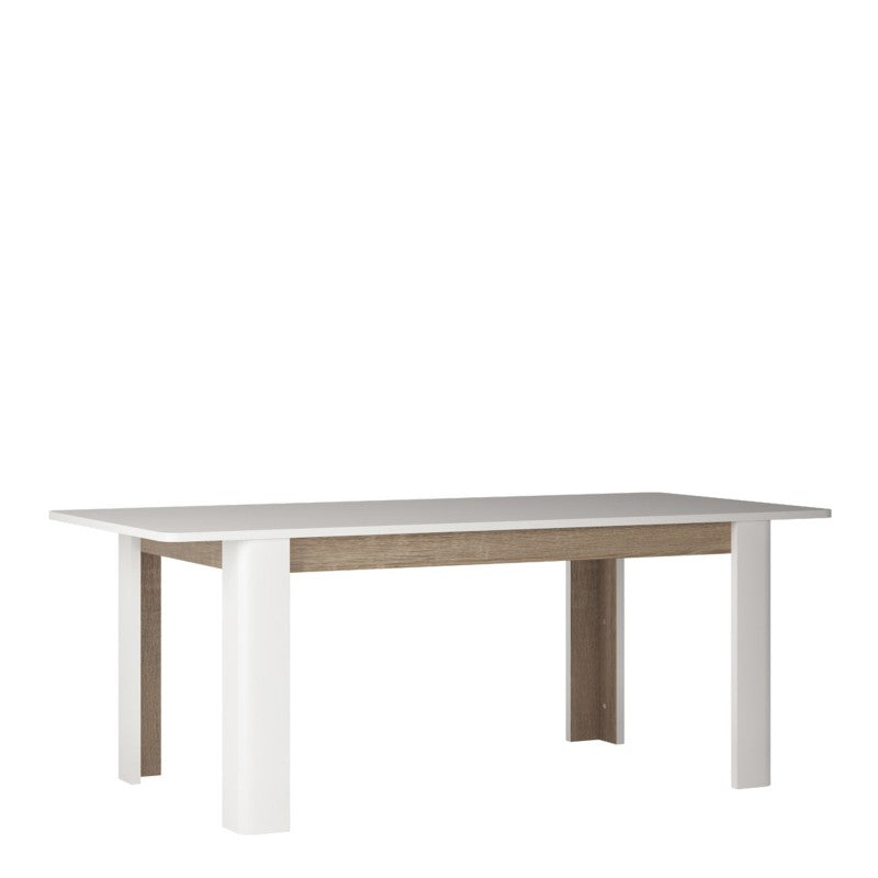 Chelsea Extending Dining Table in White with Oak Trim