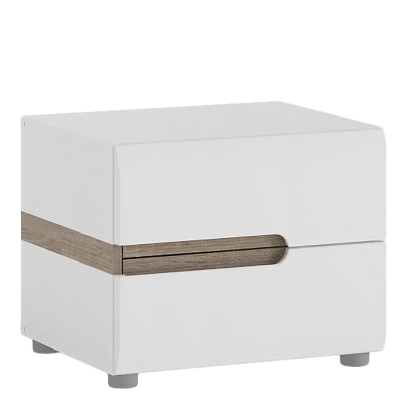 Chelsea White and Oak 2 Drawer Bedside