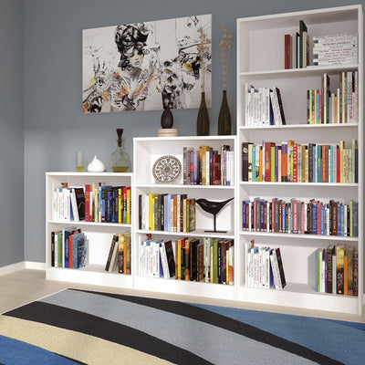 4 You Medium Wide Bookcase in Pearl White with 2 Shleves for storage