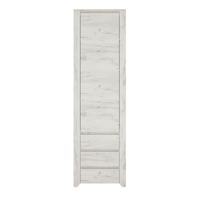 Angel Tall Narrow 3 Drawer Bookcase in White Craft Oak