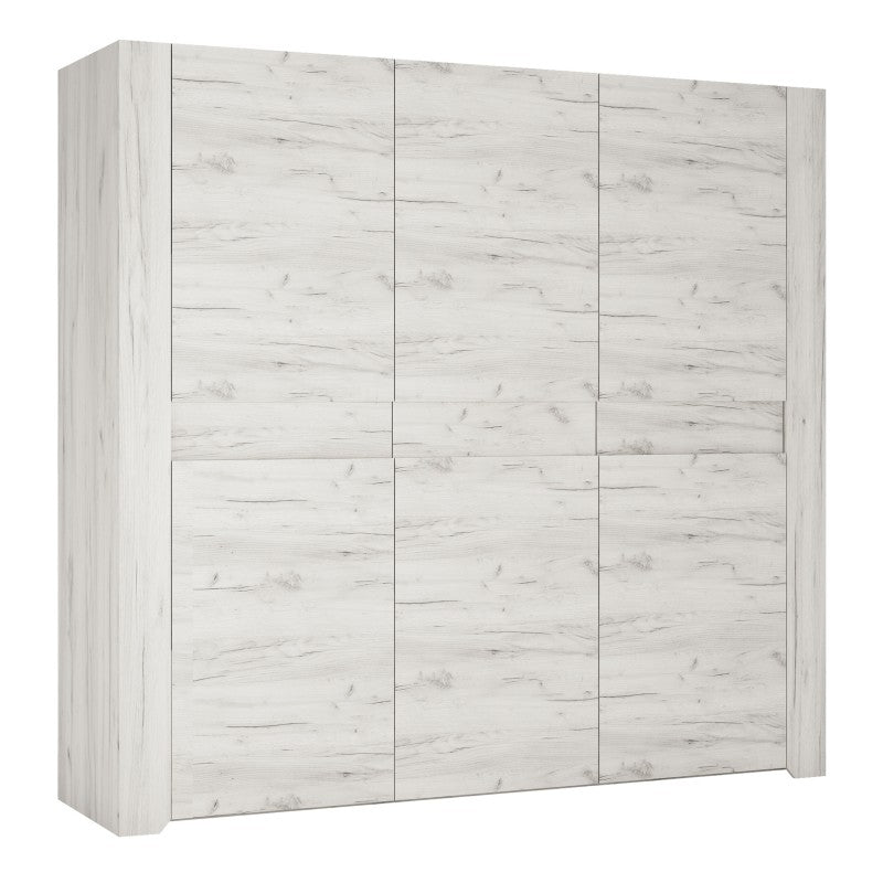 Angel 3 Door Wardrobe in White Craft Oak