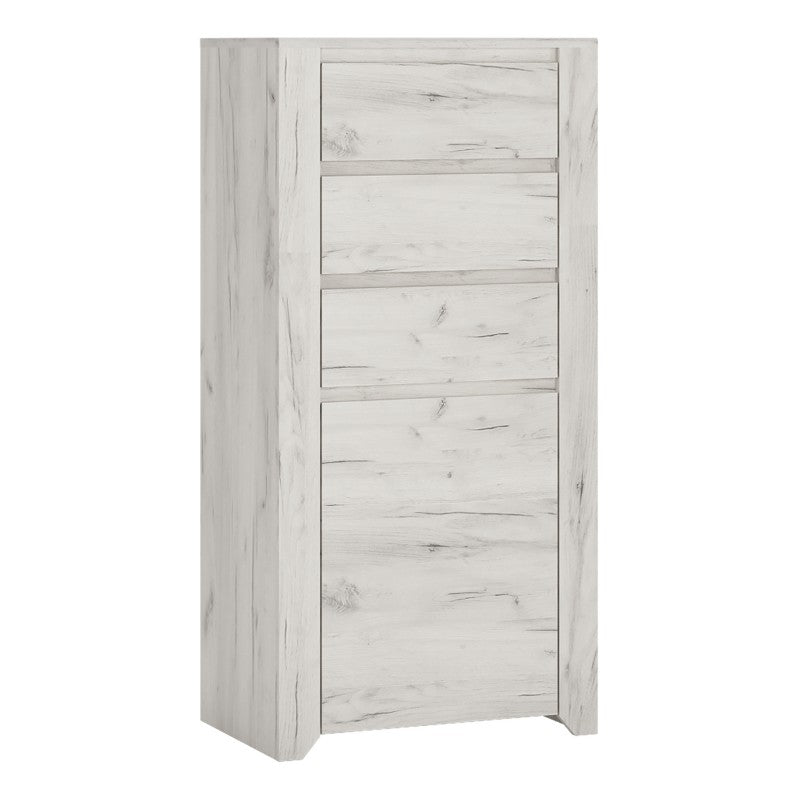 Angel 1 Door 3 Drawer Chest in White Craft Oak