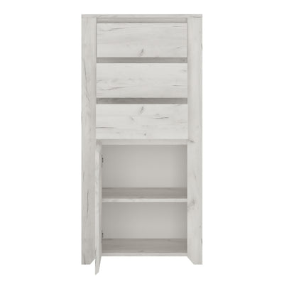 Angel 1 Door 3 Drawer Chest in White Craft Oak