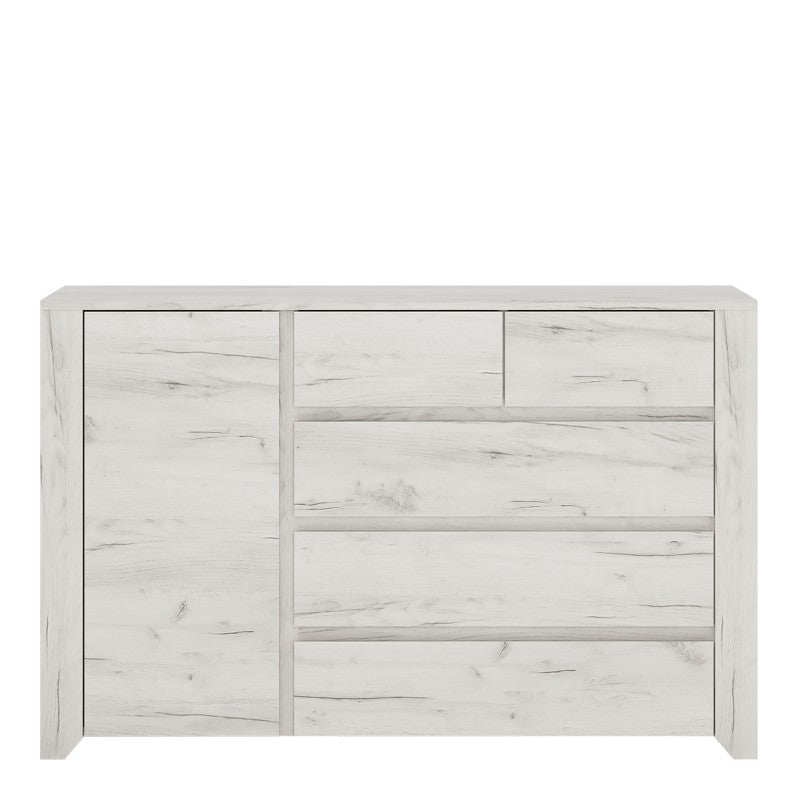 Angel 1 Door 2+3 drawer Chest in White Craft Oak