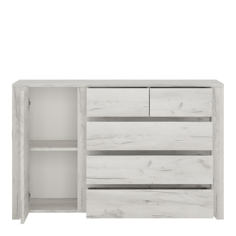 Angel 1 Door 2+3 drawer Chest in White Craft Oak