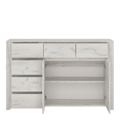 Angel 2 Door 3+3 Drawer Wide Sideboard in White Craft Oak