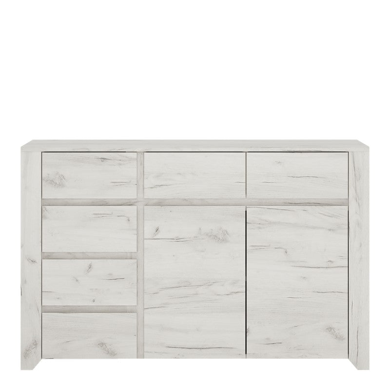 Angel 2 Door 3+3 Drawer Wide Sideboard in White Craft Oak