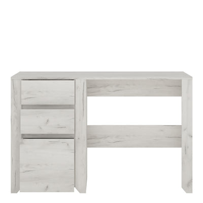 Angel 3 Drawer Desk in White Craft Oak