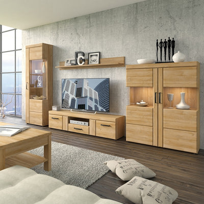 Cortina Oak 2 Door 1 Drawer Wide TV Cabinet 