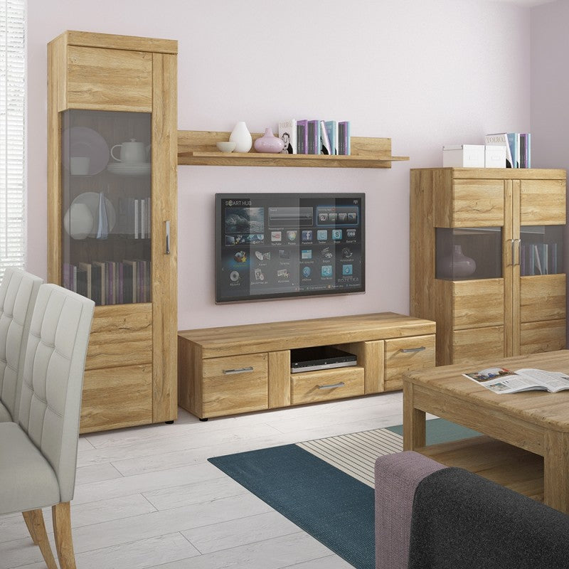 Cortina Oak 2 Door 1 Drawer Wide TV Cabinet 