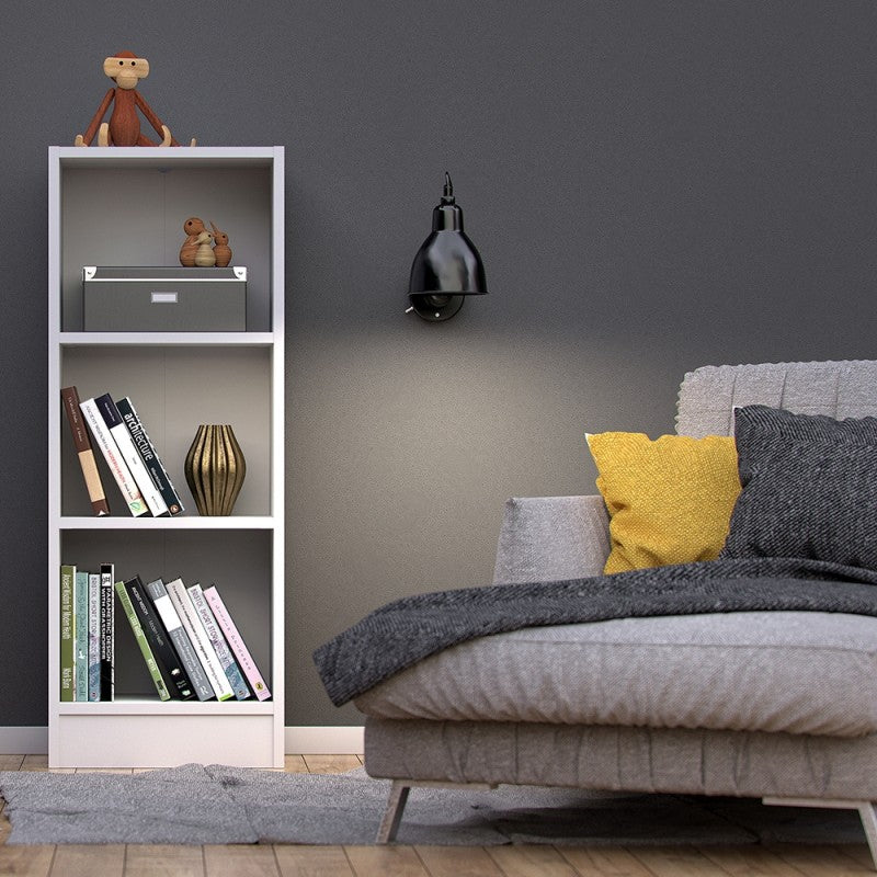 Basic White Low Narrow Bookcase | 2 Shelves