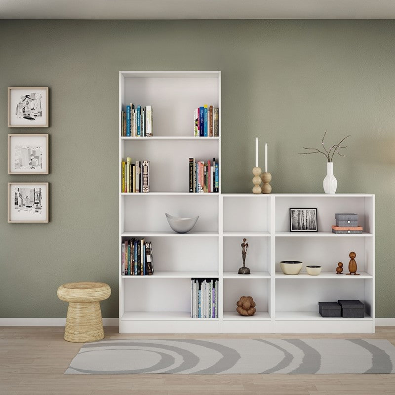 Basic White Low Narrow Bookcase | 2 Shelves