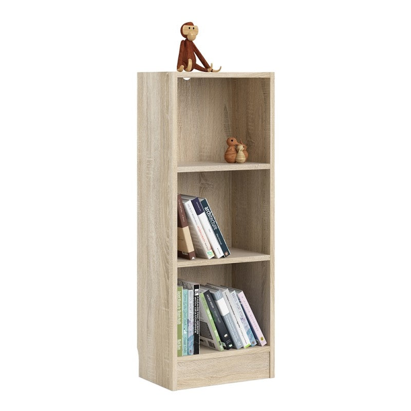 Basic Oak Low Narrow Bookcase  | 2 Shelves