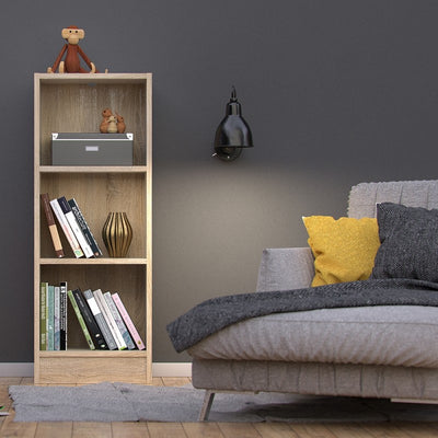 Basic Oak Low Narrow Bookcase  | 2 Shelves