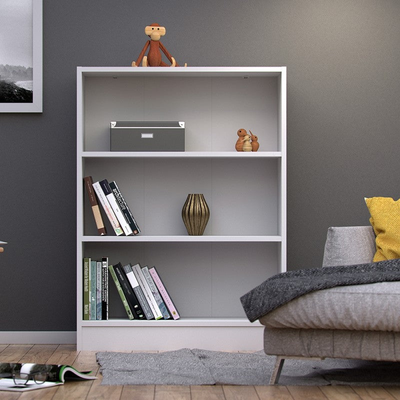 Basic White Low Wide Bookcase | 2 Shelves