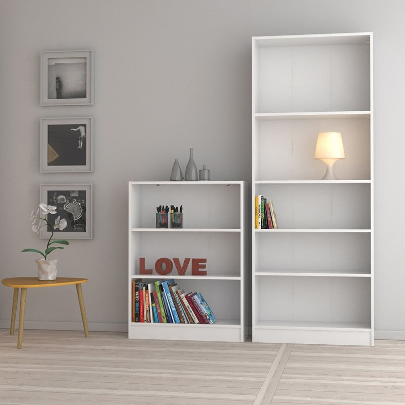 Basic White Low Wide Bookcase | 2 Shelves