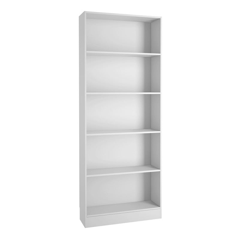 Basic White Tall Wide Bookcase | 4 Shelves