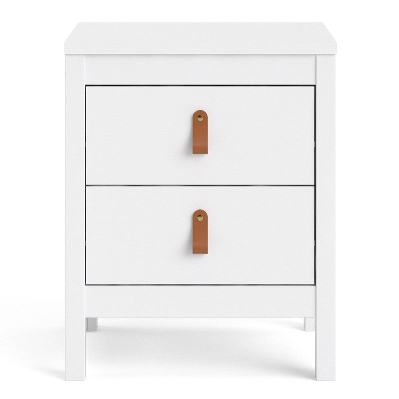 Barcelona White 2 Drawer Bedside