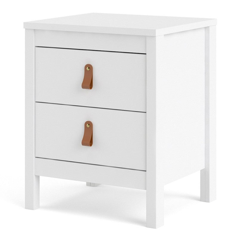 Barcelona White 2 Drawer Bedside