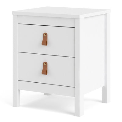 Barcelona White 2 Drawer Bedside