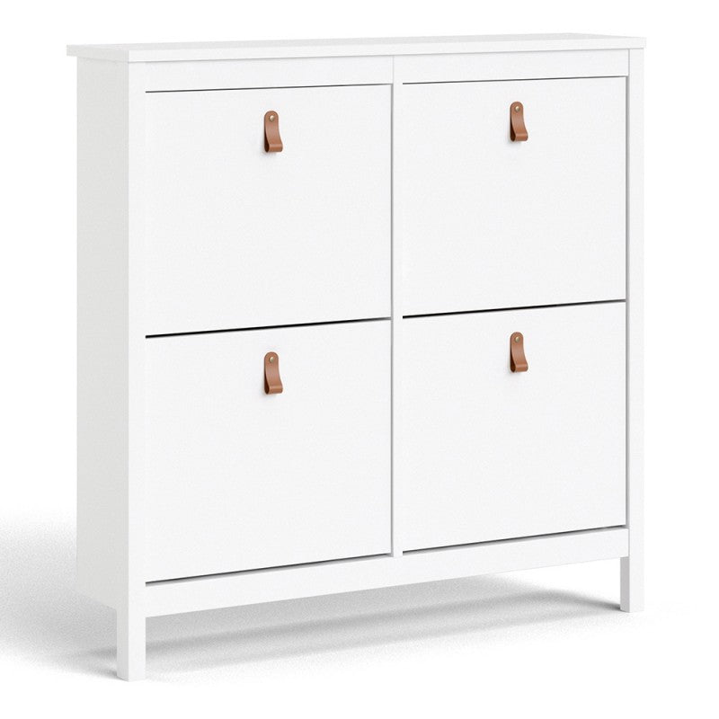 Barcelona White Shoe Cabinet 4 Compartments 