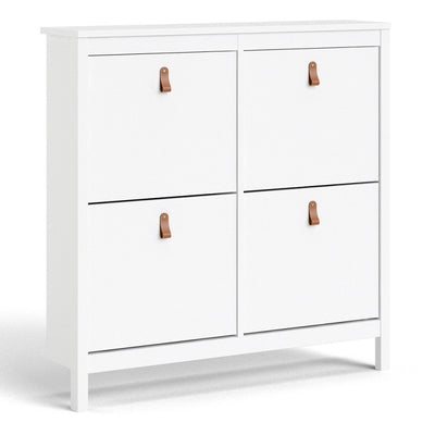 Barcelona White Shoe Cabinet 4 Compartments 