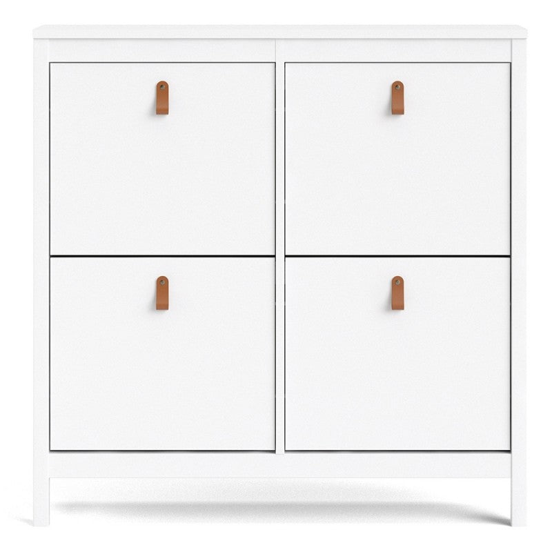 Barcelona White Shoe Cabinet 4 Compartments 