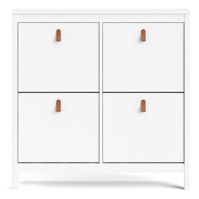 Barcelona White Shoe Cabinet 4 Compartments 