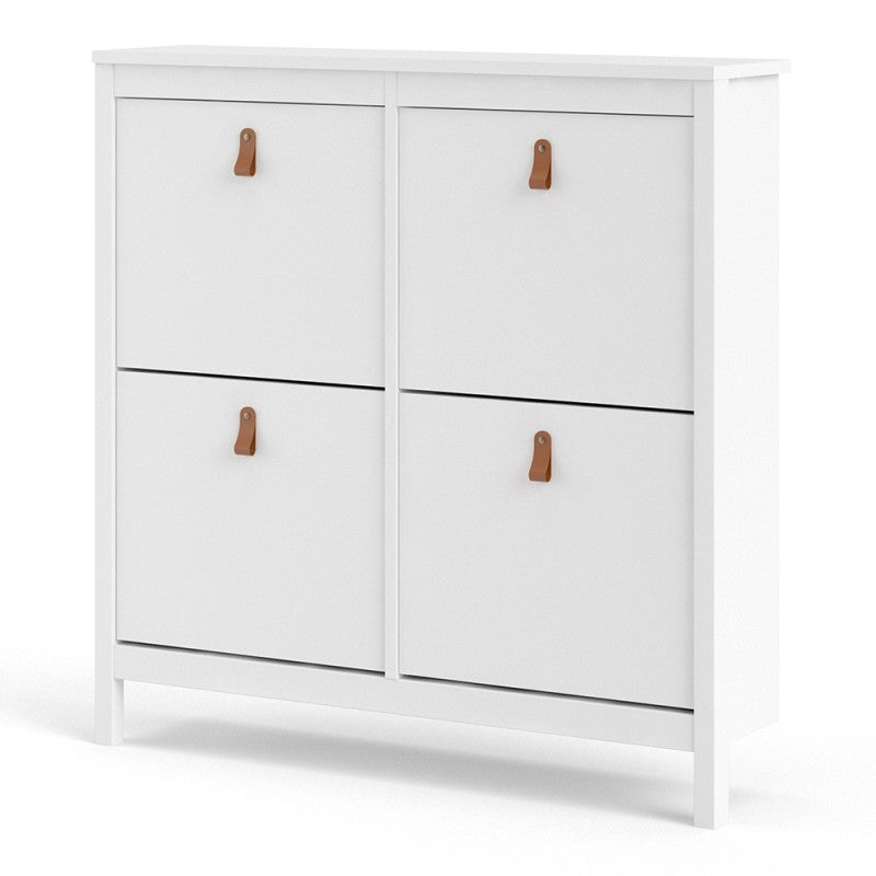 Barcelona White Shoe Cabinet 4 Compartments 