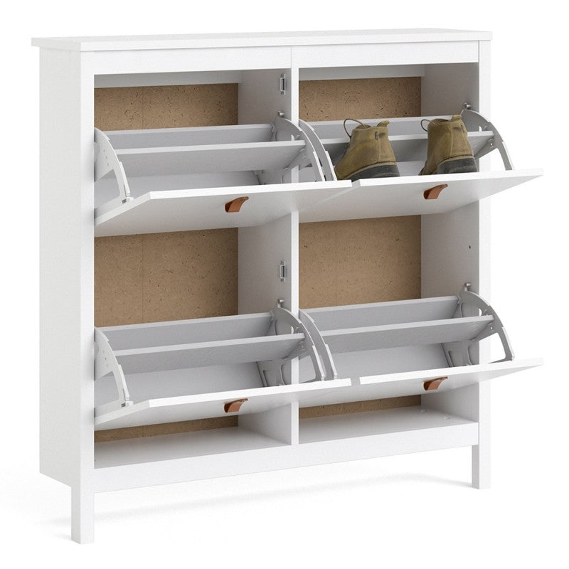 Barcelona White Shoe Cabinet 4 Compartments 