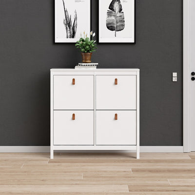 Barcelona White Shoe Cabinet 4 Compartments 