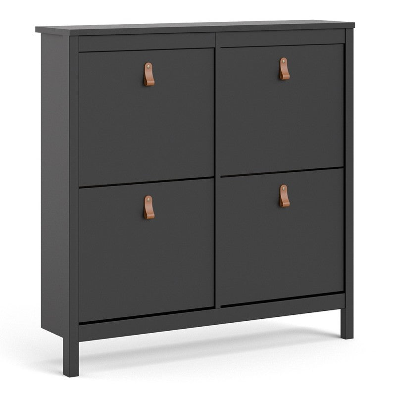 Barcelona Matt Black Shoe Cabinet 4 Compartments 