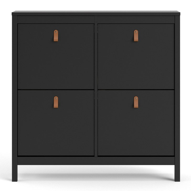 Barcelona Matt Black Shoe Cabinet 4 Compartments 