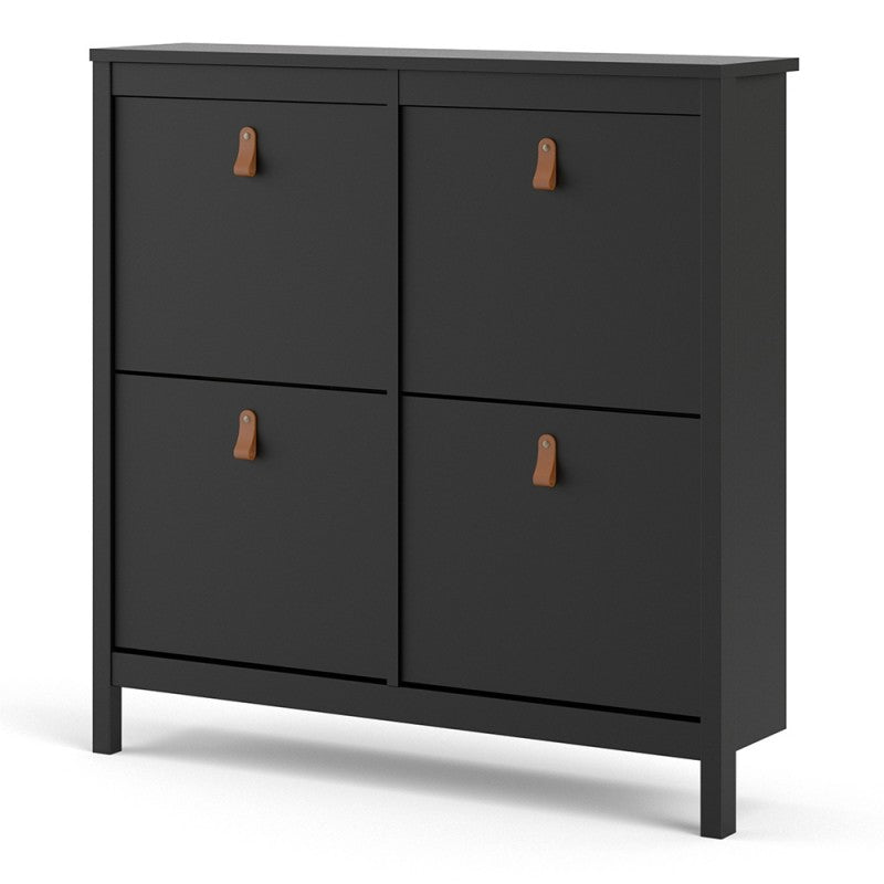 Barcelona Matt Black Shoe Cabinet 4 Compartments 