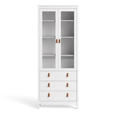 Barcelona China Cabinet 2 Glass Doors + 3 Drawers in White