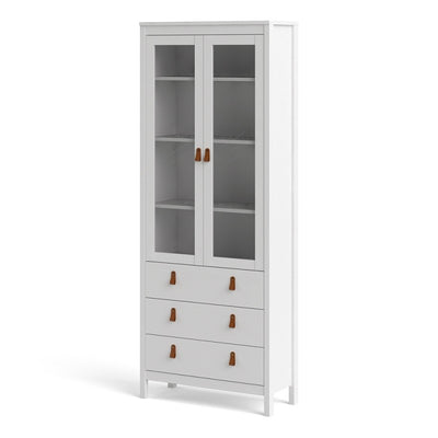 Barcelona China Cabinet 2 Glass Doors + 3 Drawers in White