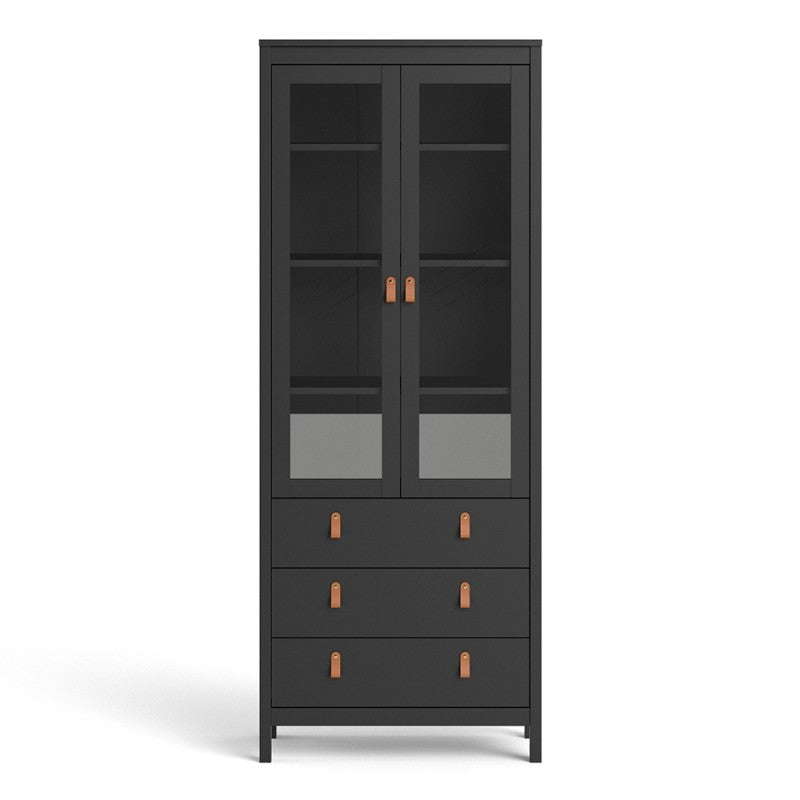 Barcelona China cabinet 2 doors w/glass + 3 drawers in Matt Black