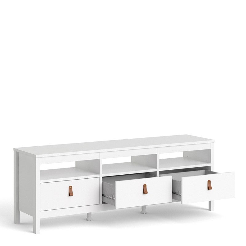 Barcelona White TV-Unit 3 Drawers