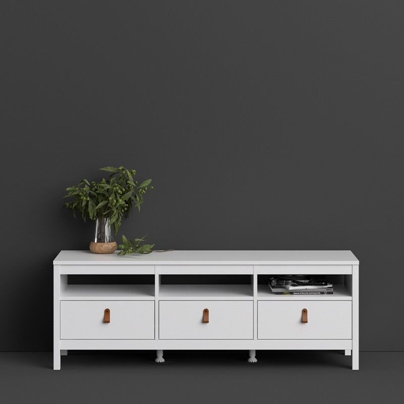 Barcelona White TV-Unit 3 Drawers