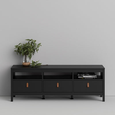 Barcelona Matt Black TV-Unit 3 Drawers 