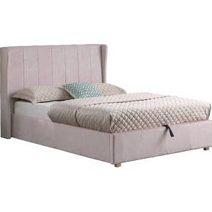 Amelia Pink Velvet Ottoman Storage Bed