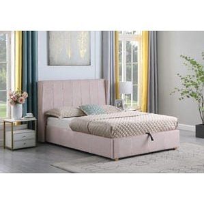 Amelia Pink Velvet Ottoman Storage Bed