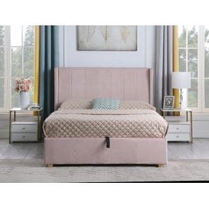 Amelia Pink Velvet Ottoman Storage Bed