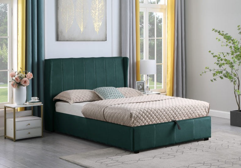 Amelia Green Velvet Ottoman Storage Bed