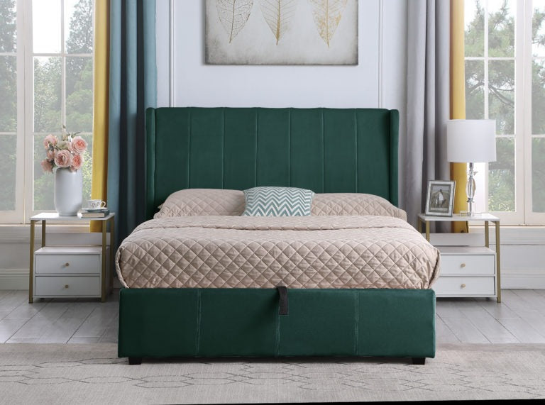 Amelia Green Velvet Ottoman Storage Bed