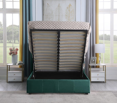 Amelia Green Velvet Ottoman Storage Bed