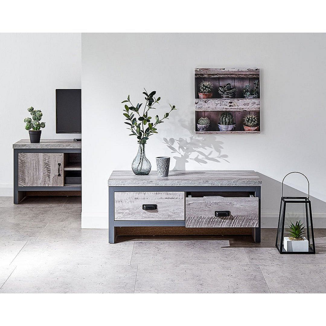 Grey 2 Drawer Coffee Table